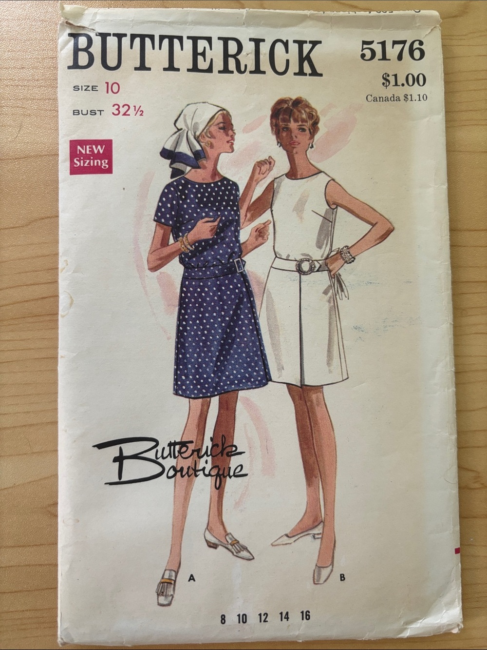 5176 BUTTERICK 1960's Misses Blouson A-Line Dress Sewing Pattern